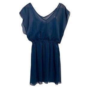 Express Sheer Deep Aqua Blue Mini Dress - lined - women’s small NWT